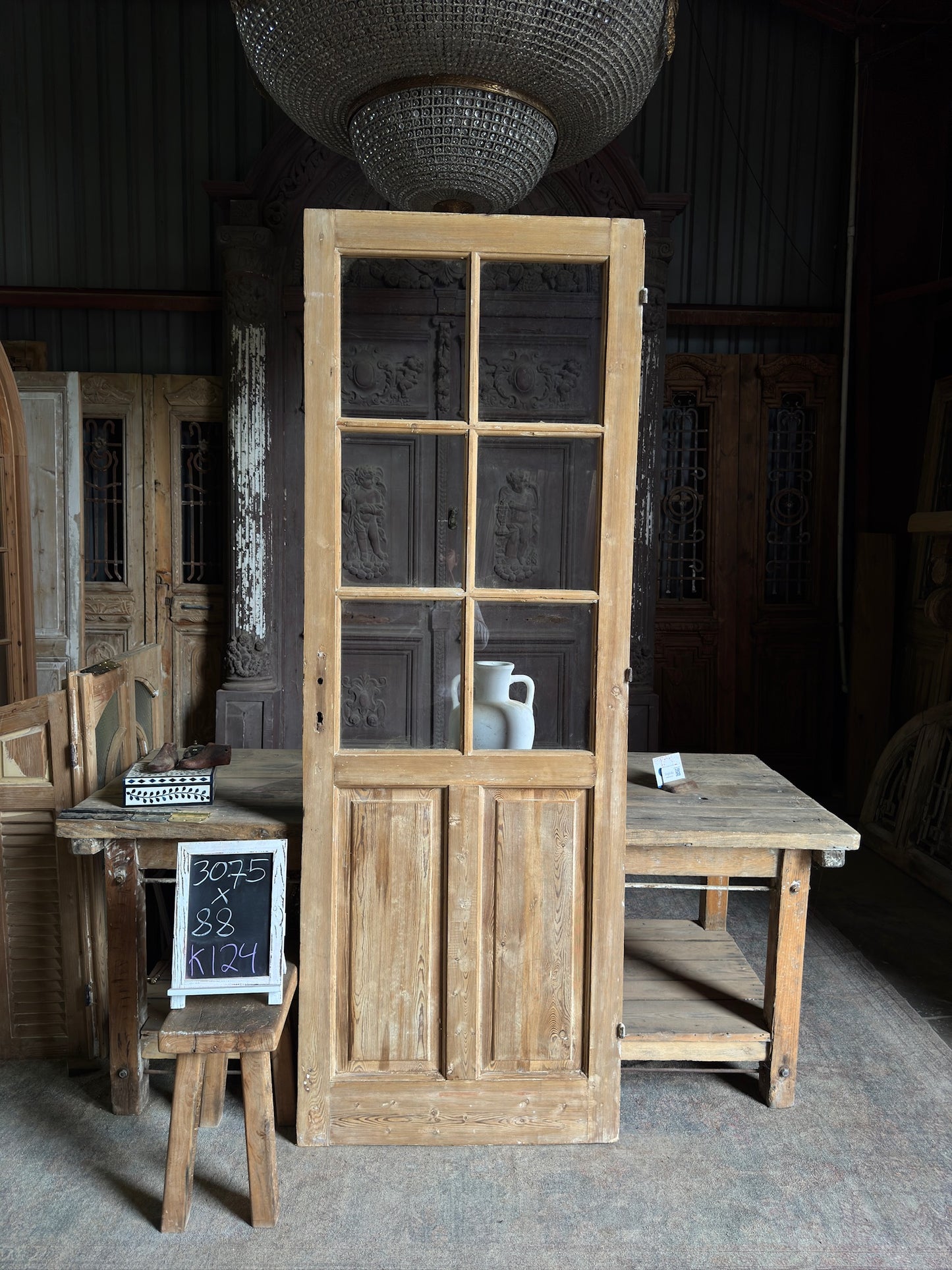 6 Lite Antique Glass Single Door - 30.75x88 K124