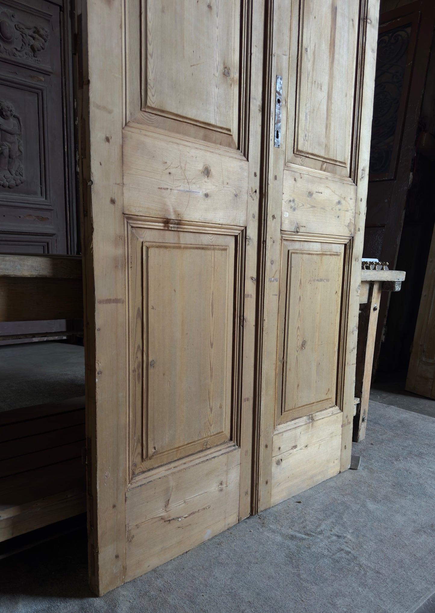 2 Panel Antique Solid French Doors - 43.5x93.5 - L378