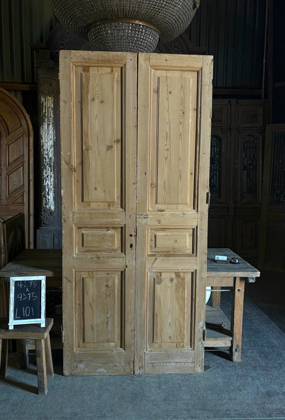 3 Panel Antique Solid French Doors - 42.75x93.75 - L101