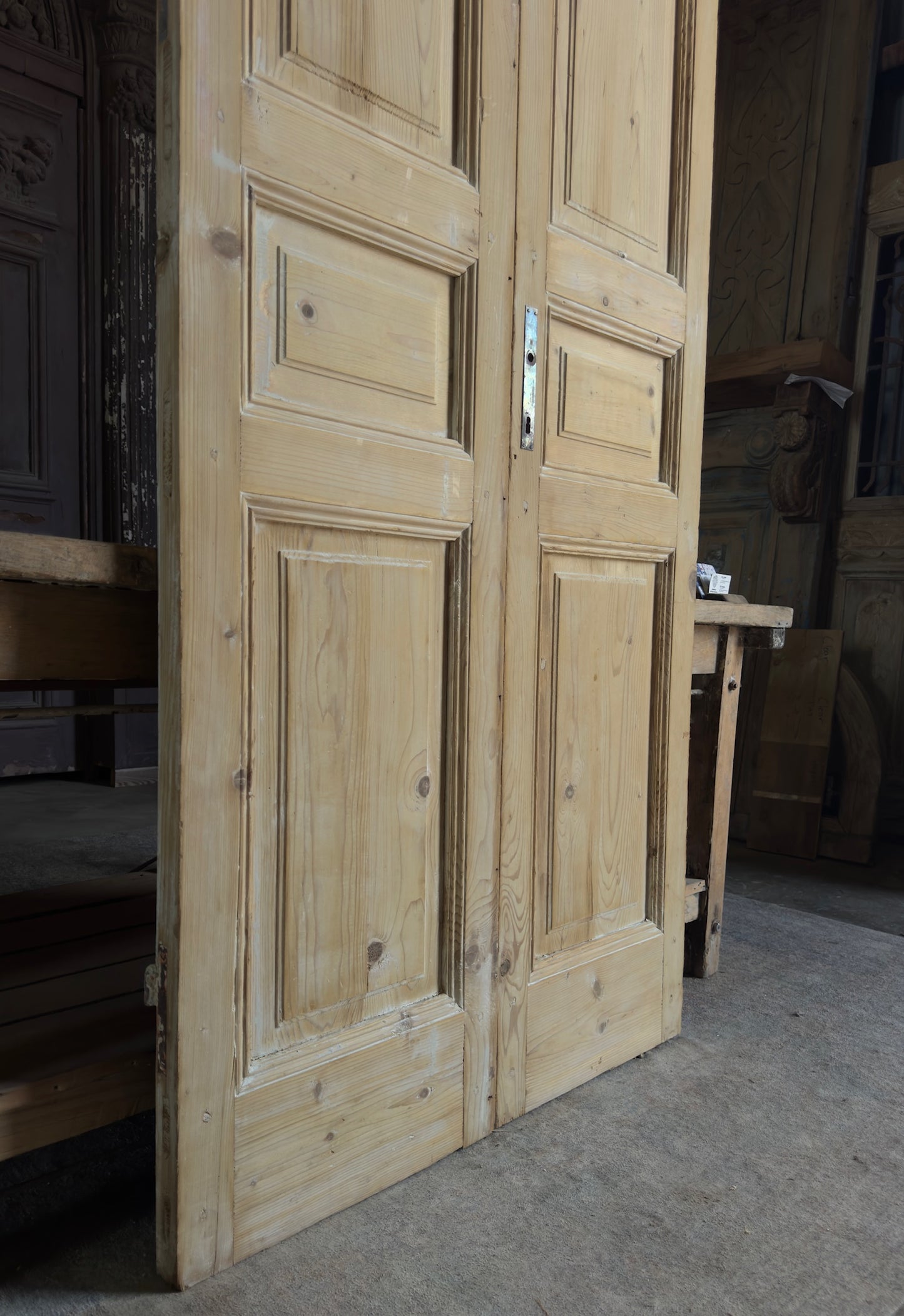 3 Panel Antique Solid French Doors - 39.5x95 K368