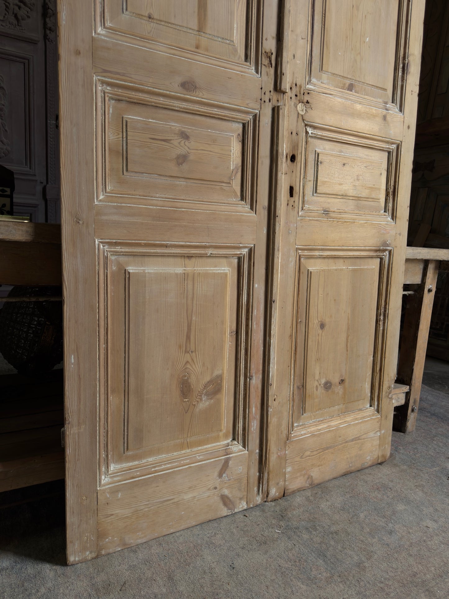 3 Panel Antique Solid French Doors - 44.5x104.5 K148