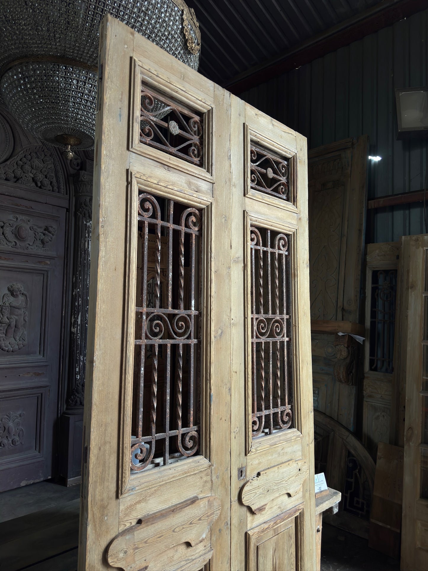 19th Century Antique Iron French Doors - 43.25x100.75 K290