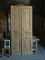 Raised Molding 3 Panel Antique Solid French Doors - 43.75x100 - L99