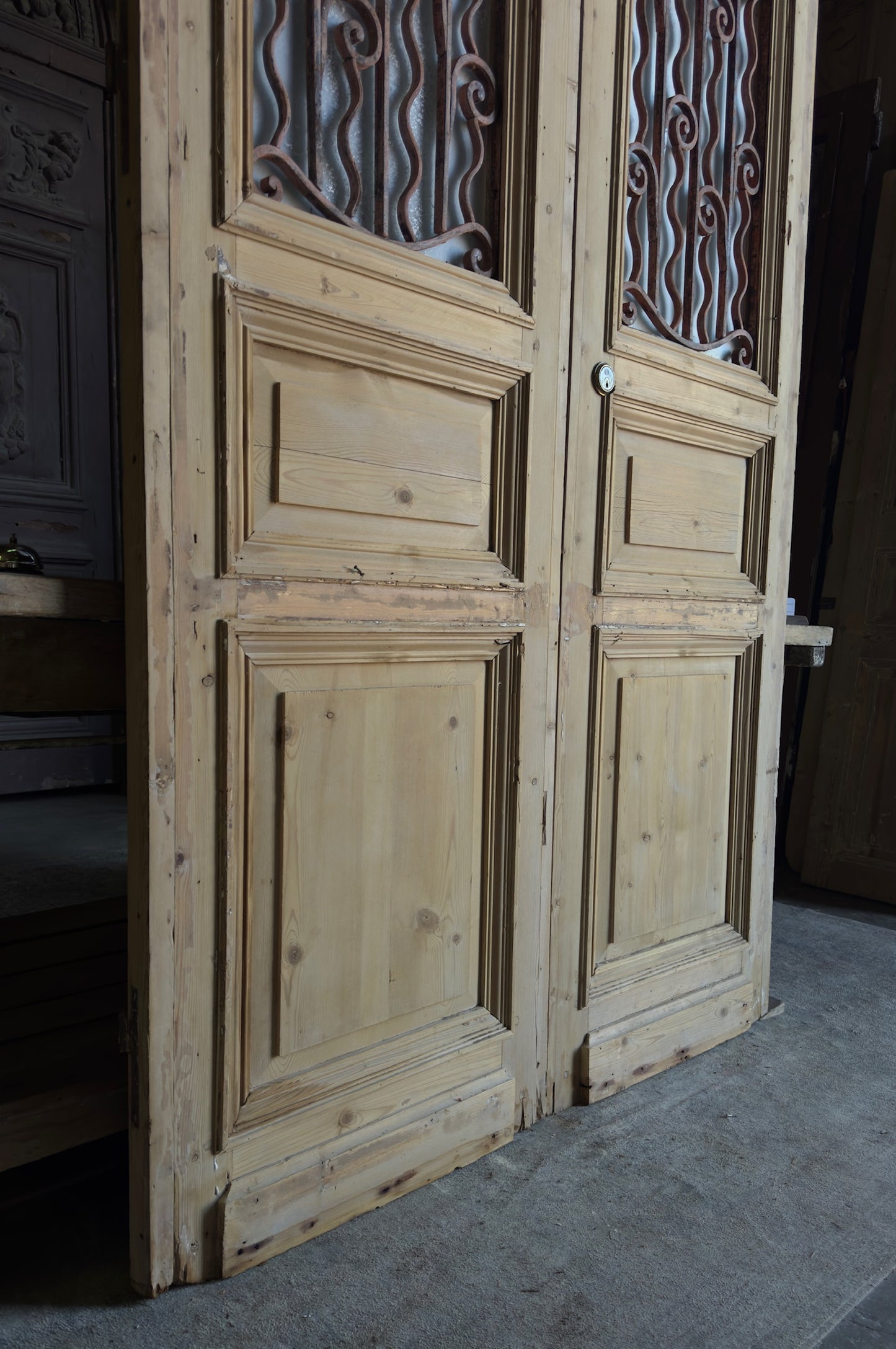 Scrolled Antique Iron French Doors - 51.75x97 - L287