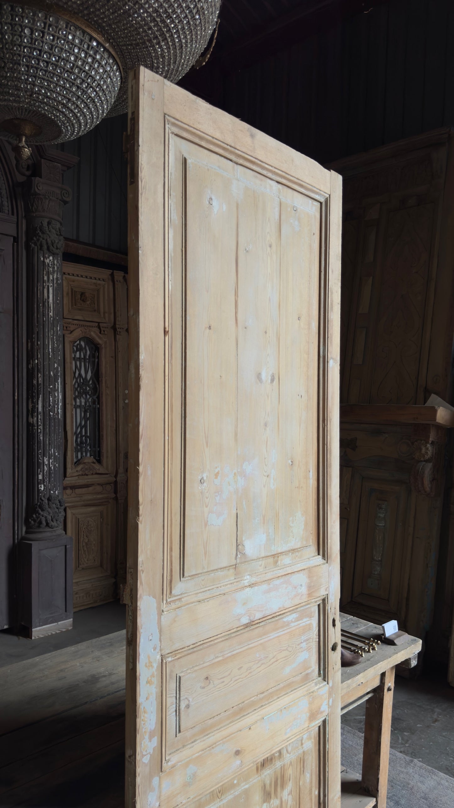 3 Panel Single Solid Antique Door - 30.25x92.25 - L193