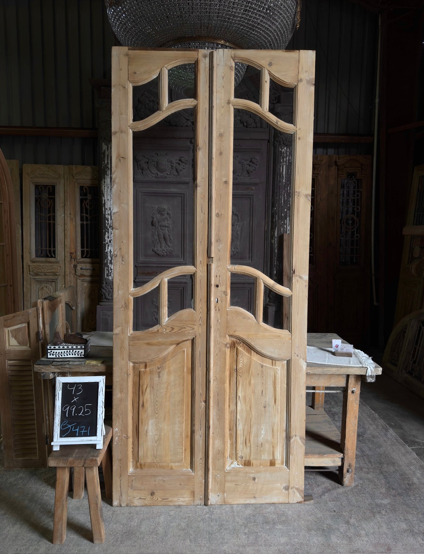 Rare Arched Style Antique Glass French Doors - 43x99.25 J471