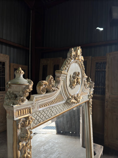 (The Angelique) Cherub Medallion Hand Crafted Giltwood Mirror - 33 x 71.5 M10