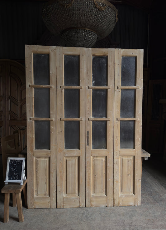 Antique Bi-Fold French Glass Doors - 66.75x92 - L135