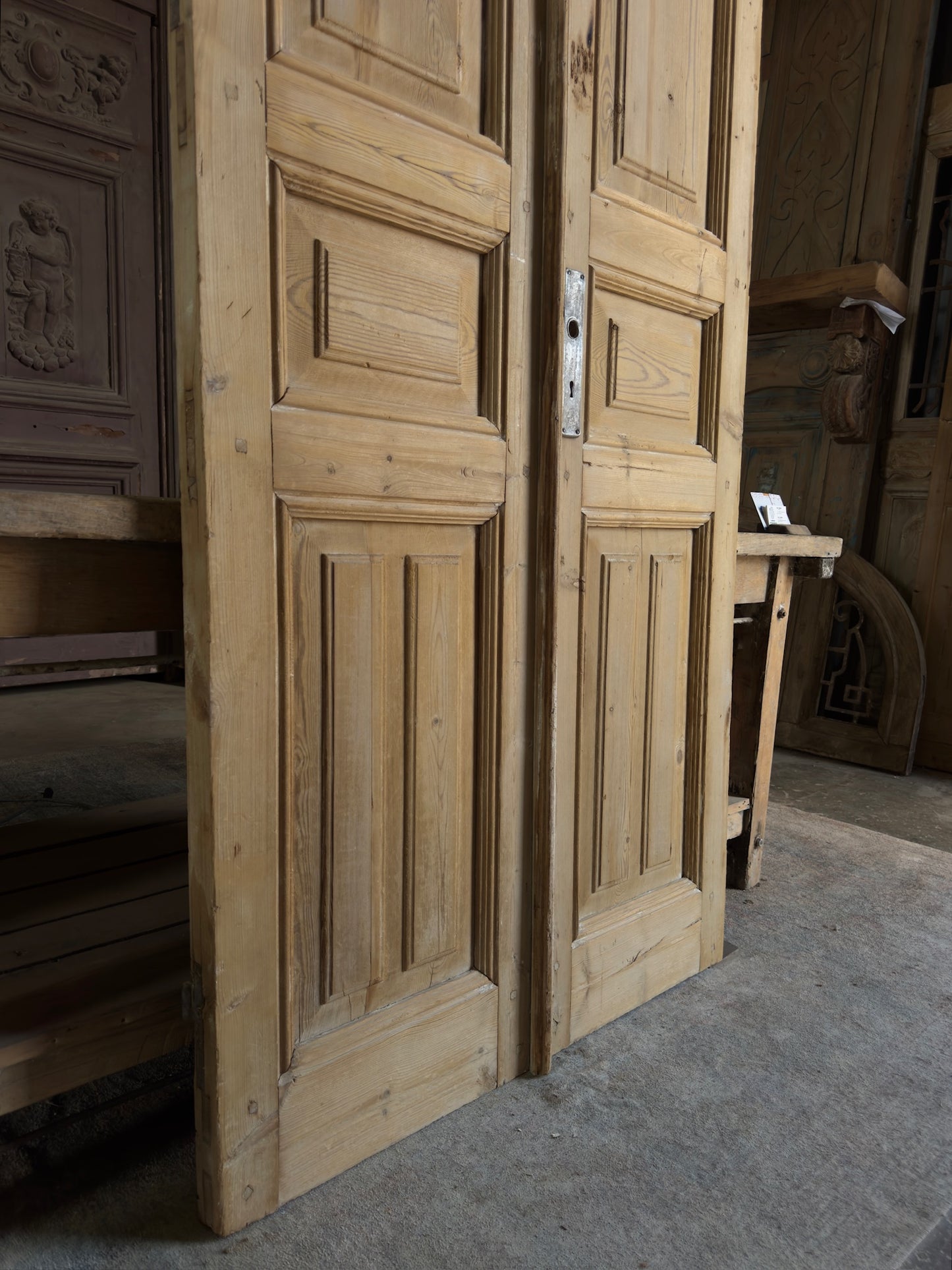 3 Panel Antique Solid French Doors - 39.5x95.5 K408