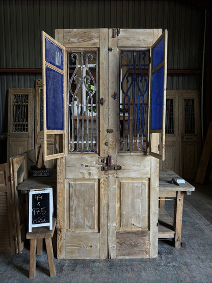 Stately Antique Iron French Doors - 44x97.5 H182