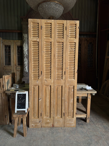 European French Antique Louvered Shutters - 40x88.75 J309