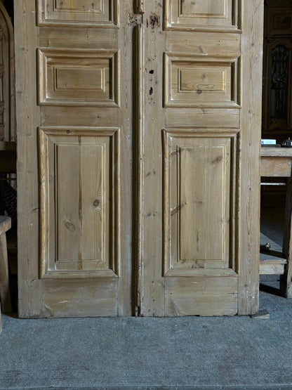 Raised Molding 3 Panel Antique Solid French Doors - 43.75x100 - L99