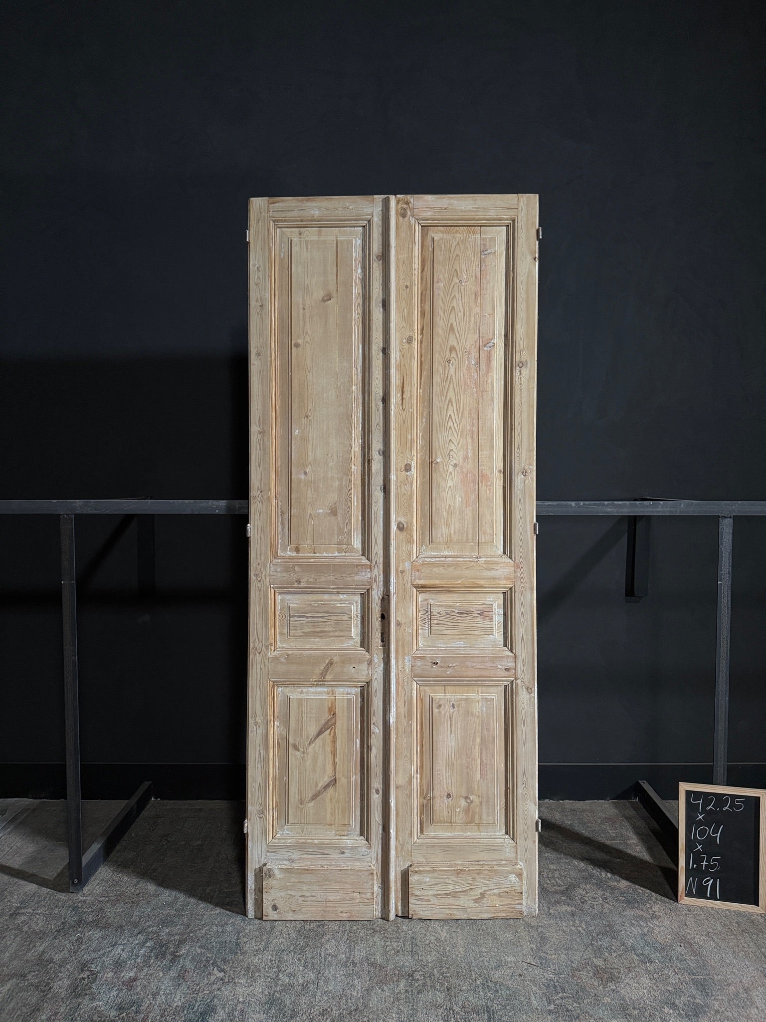 Antique 3 Panel Solid Double Doors - 42.25x104 - N91