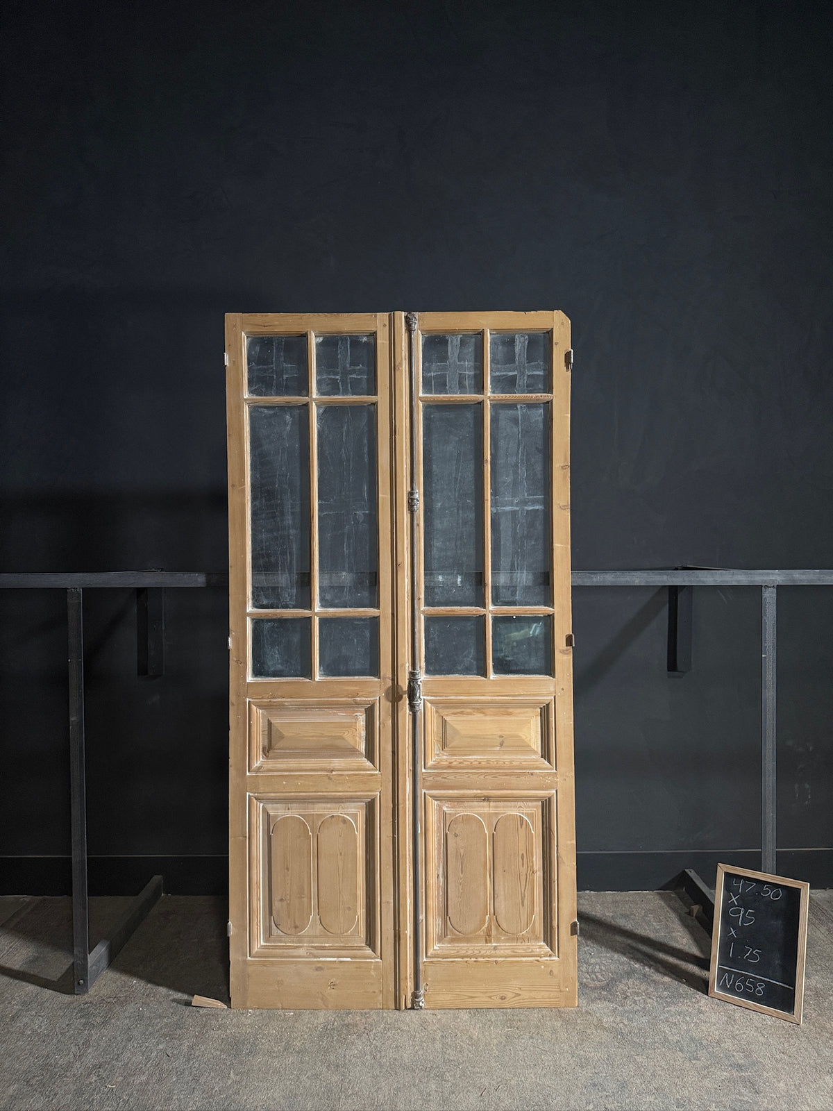 Antique Glass 3 Lite French Doors - 47.5x95 - N658