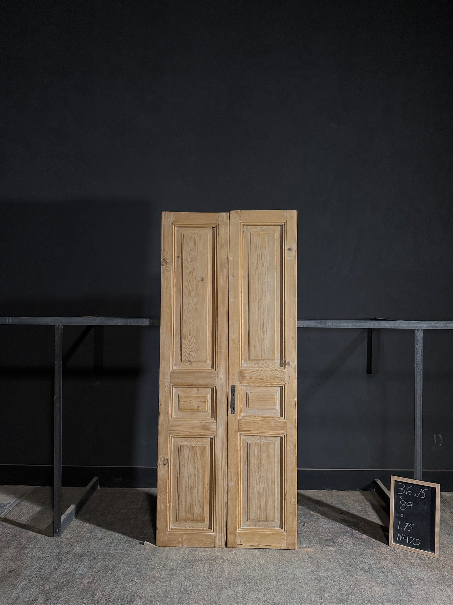 Antique 3 Panel Solid Double Doors - 36.75x89 - N475