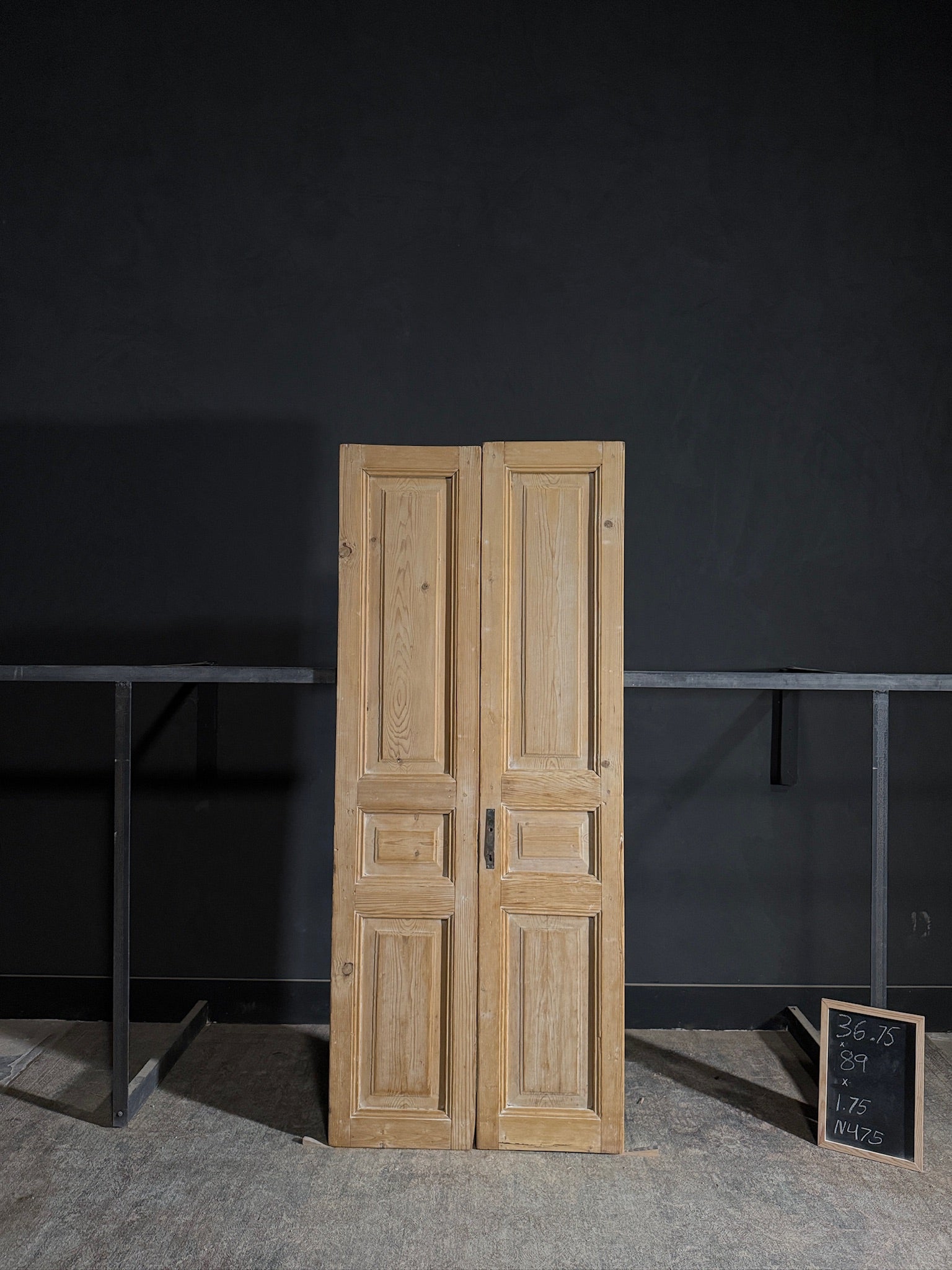 Antique 3 Panel Solid Double Doors - 36.75x89 - N475