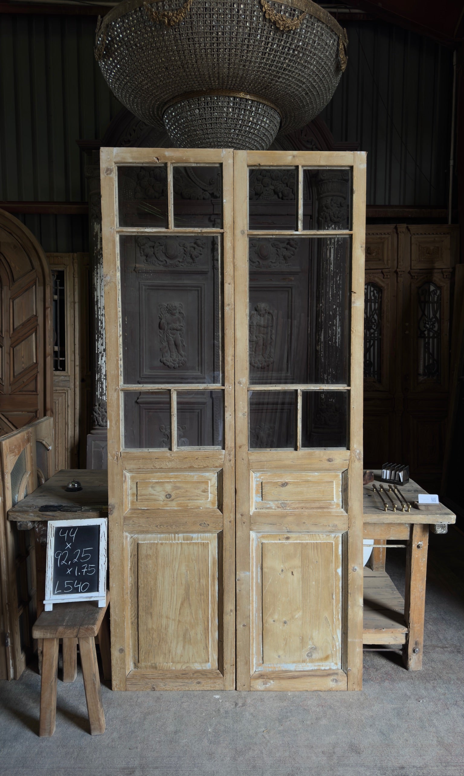 Antique Glass 8 Lite French Doors - 44x92.25 - L540