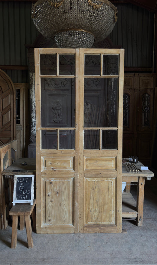 Antique Glass 8 Lite French Doors - 43.75x93 - L541