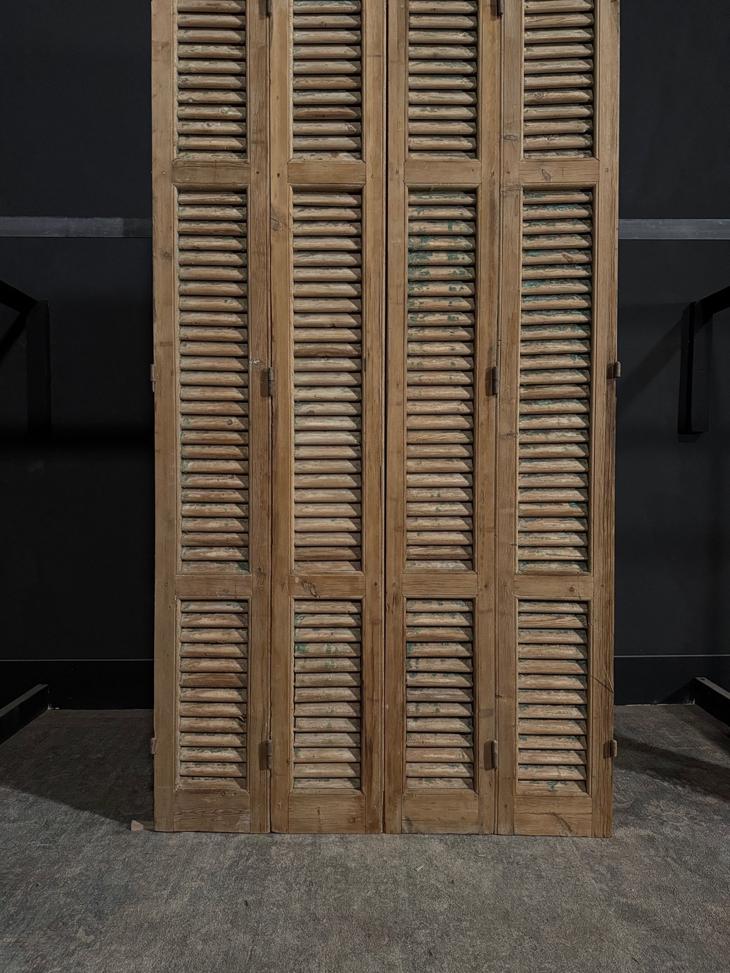 Antique Louvered 3 Panel Bi-Fold Doors - 44.25x85.5 - N302