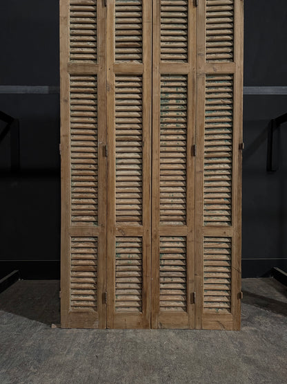 Antique Louvered 3 Panel Bi-Fold Doors - 44.25x85.5 - N302