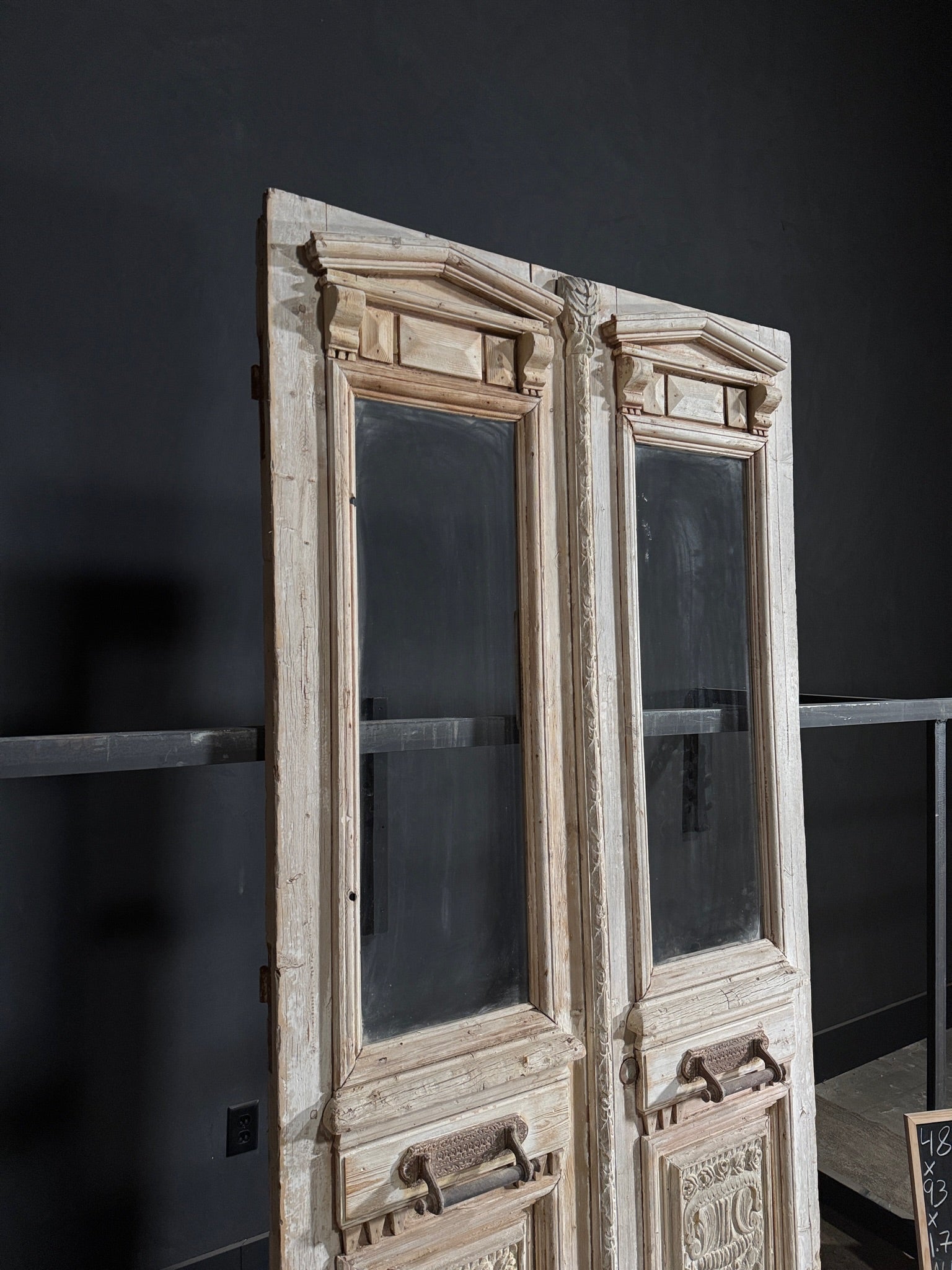 Antique Carved 1 Lite French Doors - 48x93 - N137