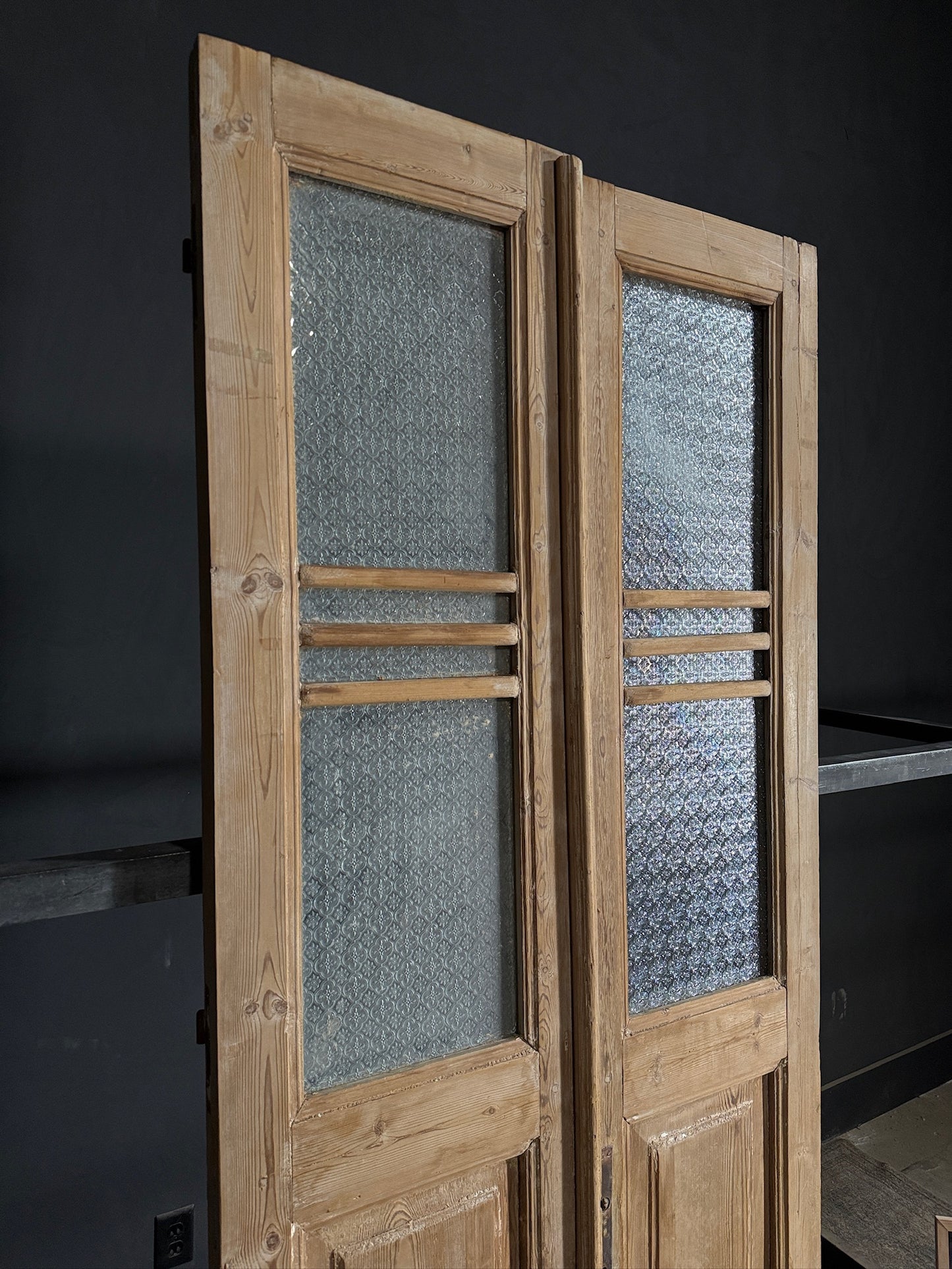 Antique Obscured Glass 2 Lite French Doors - 38.75x94.25 - N478