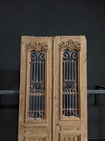 Antique Carved Iron French Doors - 42.5x95 - N278