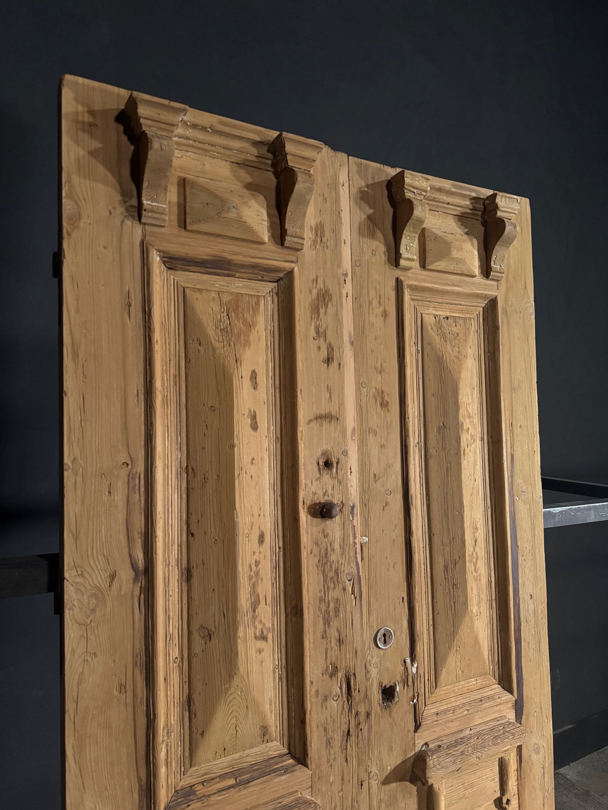 Antique 3 Panel Solid Double Doors - 43.25x90.25 - N543