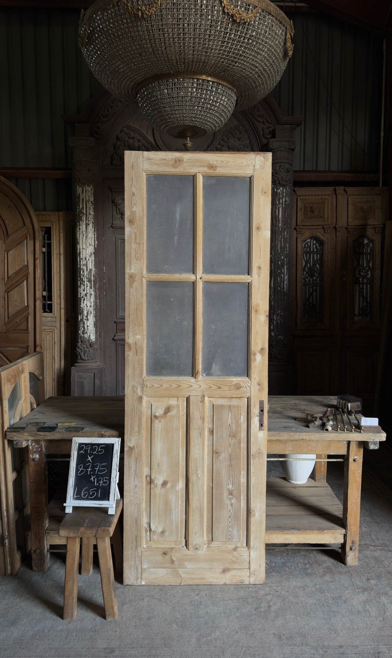 Antique Obscured Glass 4 Lite Door - 29.25x87.75 - L651