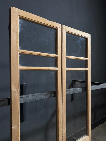 Antique Raised Panel Clear Glass French Doors - 39.5x87 - N773