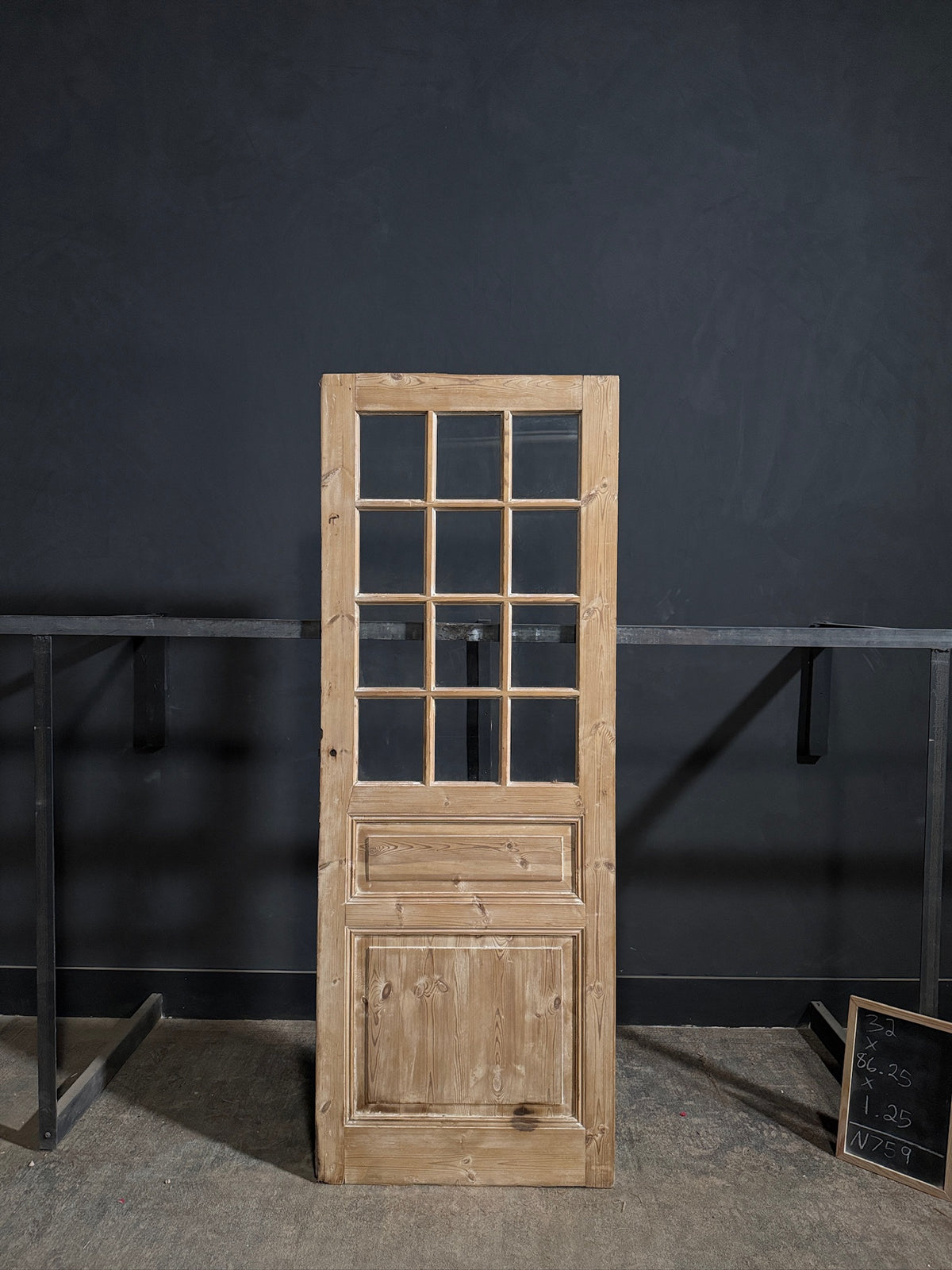 Antique Raised Panel Glass Pantry Door - 32x86.25 - N759