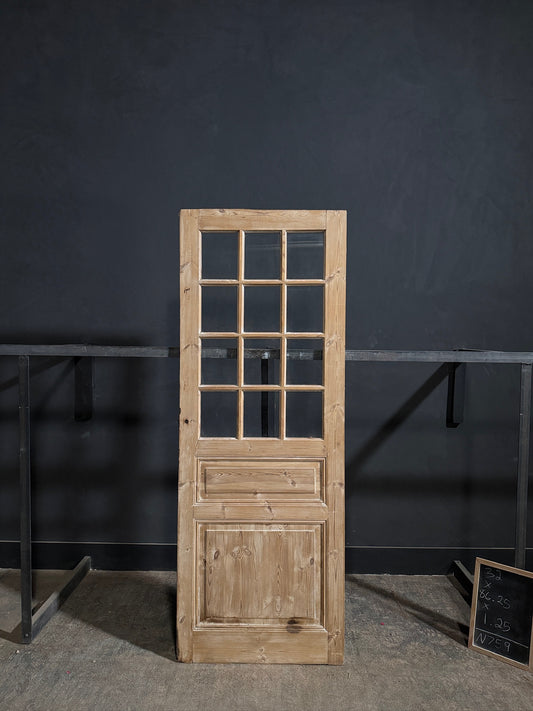 Antique Raised Panel Glass Pantry Door - 32x86.25 - N759