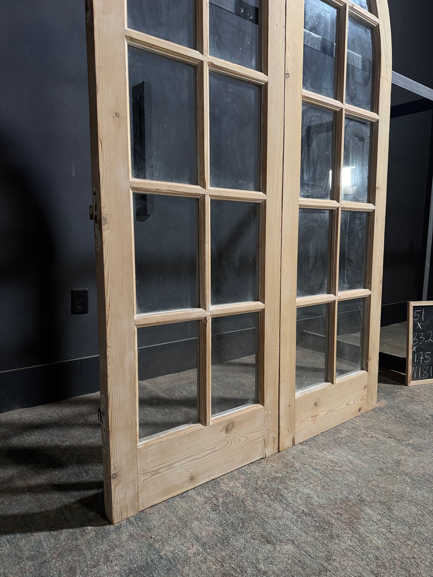 Antique Glass 5 Lite Arched French Doors - 51x83.25 - N181