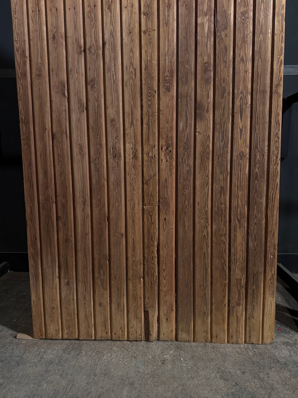 Antique Gothic Geometric Paneled Entry Double Doors - 54.5x96 - N748