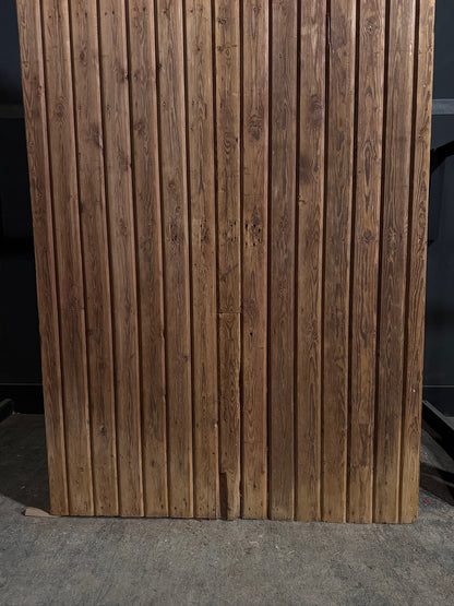 Antique Gothic Geometric Paneled Entry Double Doors - 54.5x96 - N748