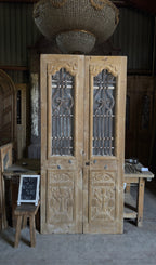 Antique Carved 6 Lite French Doors - 42.75x90.25 - L560
