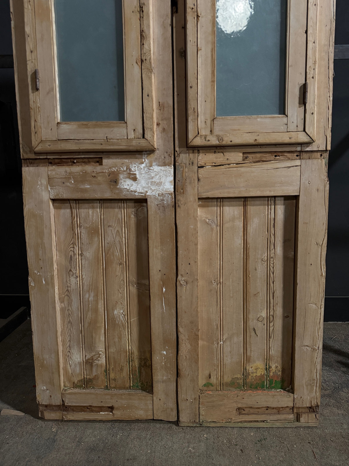 Antique Architectural Textured Glass Double Doors - 47x88.25 - N745