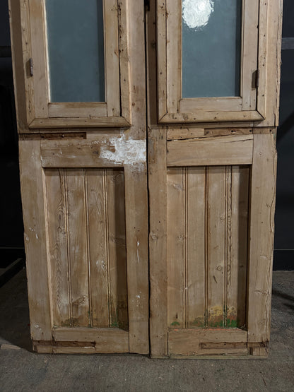Antique Architectural Textured Glass Double Doors - 47x88.25 - N745