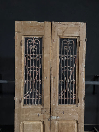 Antique Carved Iron French Doors - 44x97 - N336