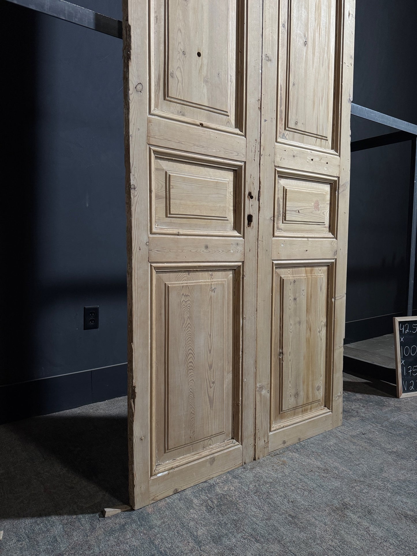 Antique 3 Panel Solid Double Doors - 42.5x100 - N239
