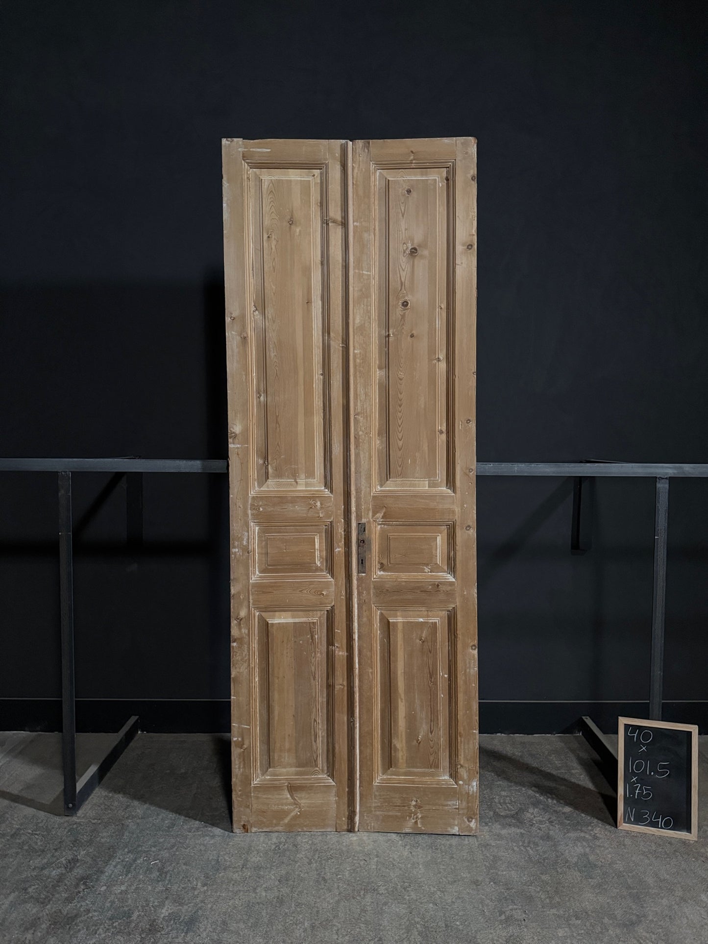Antique 3 Panel Solid Double Doors - 40x101.5 - N340