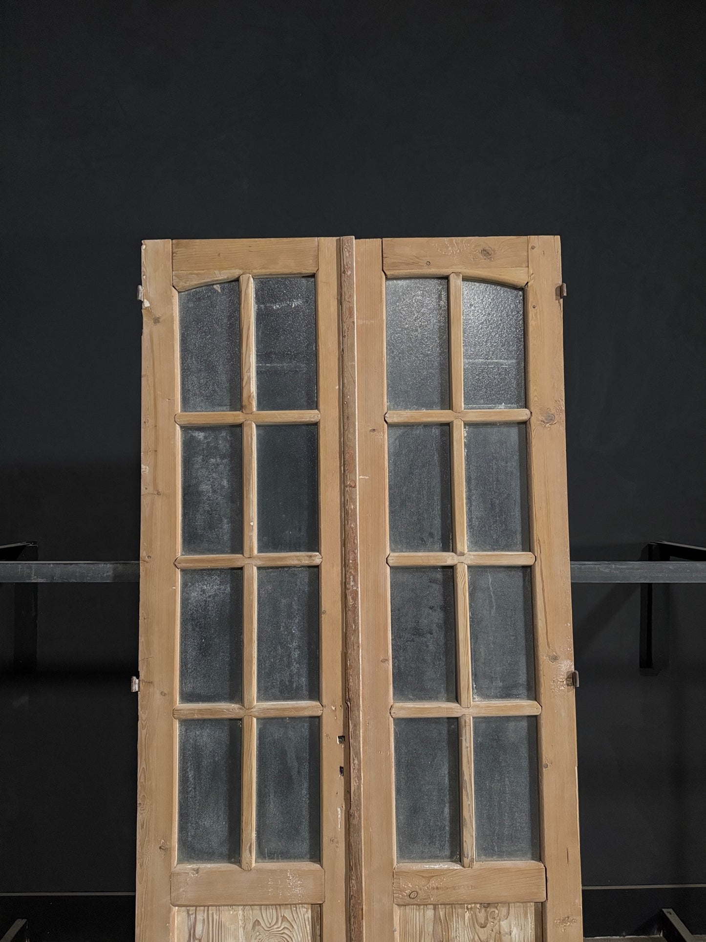 Antique Arched Solid Double Doors - 43.25x93.5 - N283