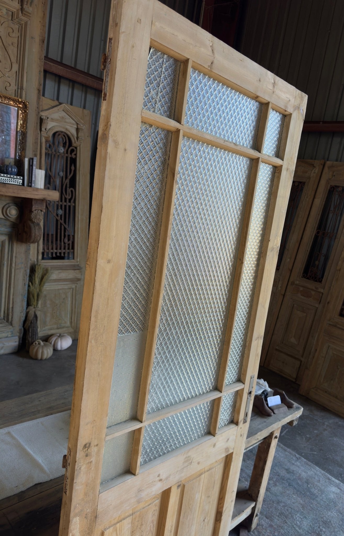 9 Lite Antique Glass Single Door - 32x89 F76 - Magnolia Antique Door Co.