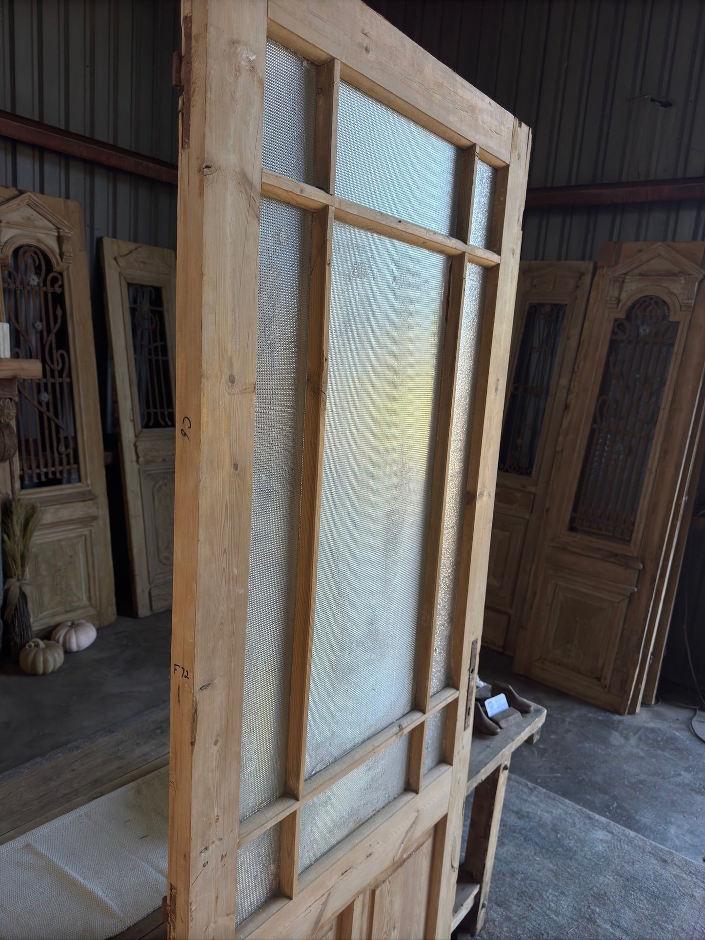 9 Lite Antique Glass Single Door - 32x90.75 F72 - Magnolia Antique Door Co.