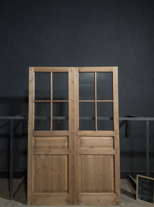 Handcrafted Glass 4 Lite French Doors - 64x96 - N721