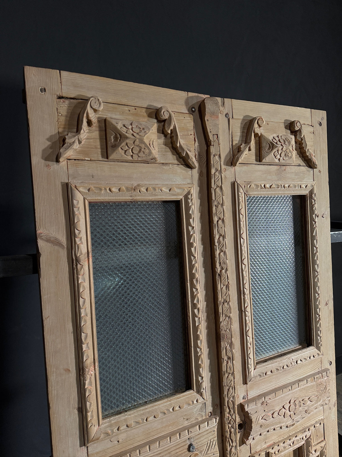 Antique Carved 1 Lite French Doors - 47x80.25 - N601