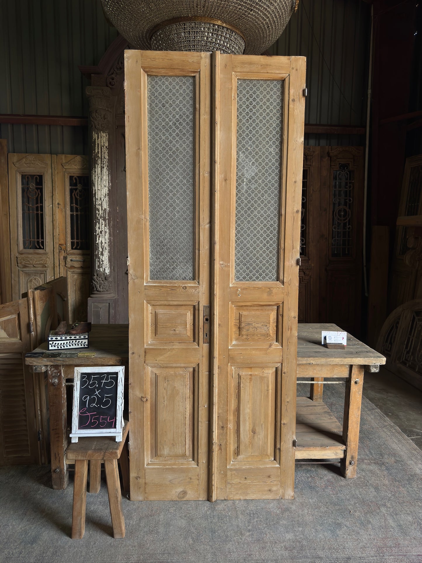 Glass Antique French Doors - 35.75x92.5 J554
