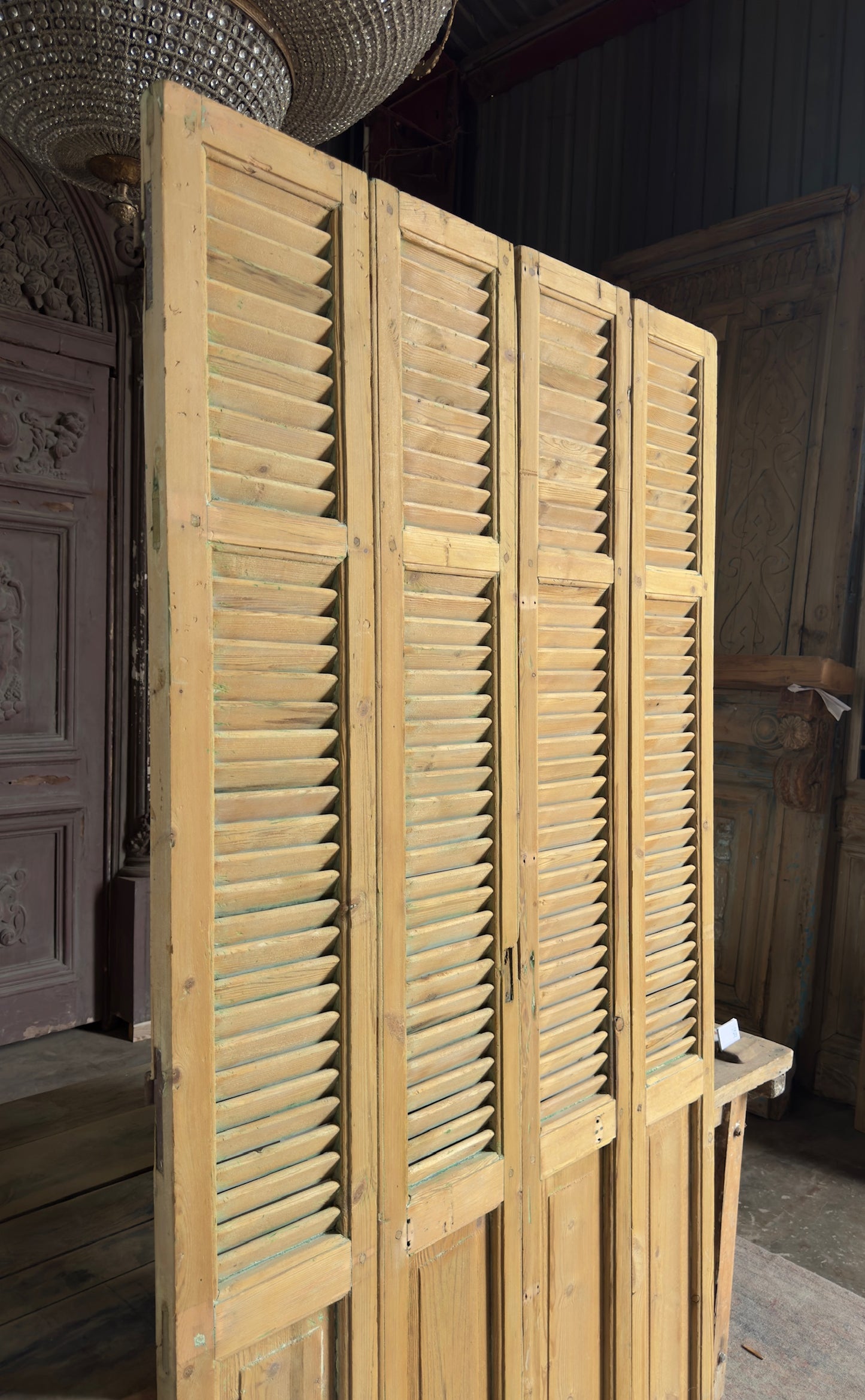 European French Antique Louvered Shutters - 44x87 K479