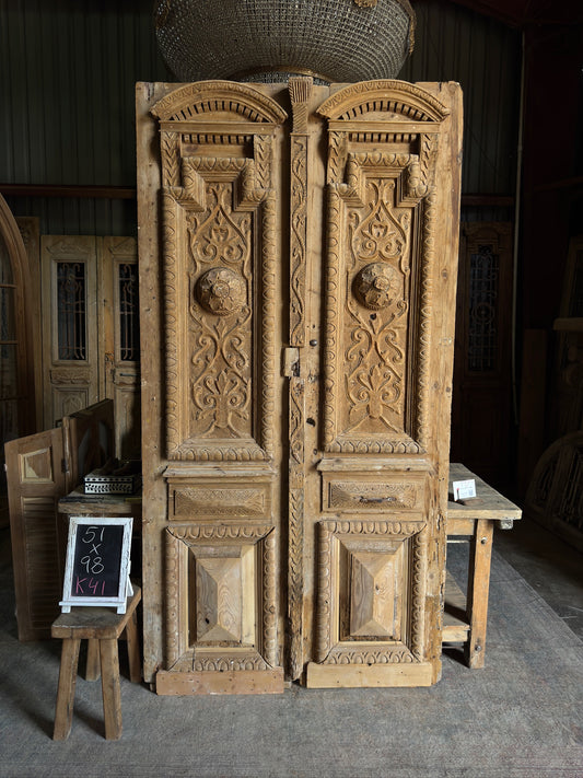 Antique Ornately Carved Doors 51x98 K41