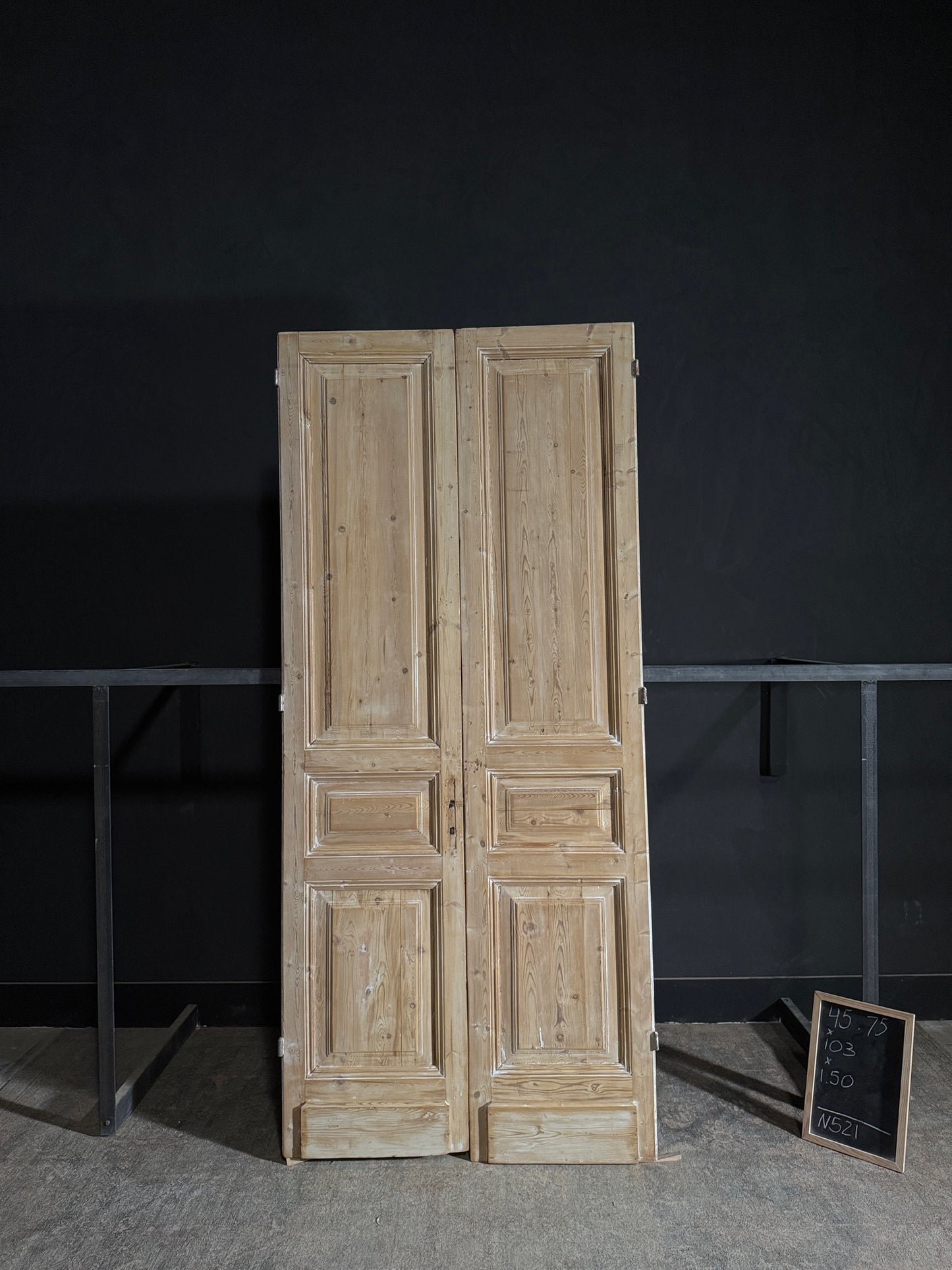 Antique 3 Panel Solid Double Doors - 45.75x103 - N521